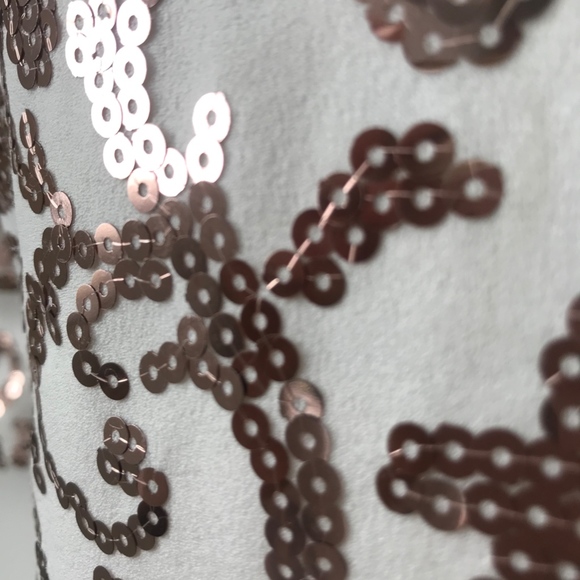 White Dress with Rose Gold Sequine Print - Picture 3 of 3